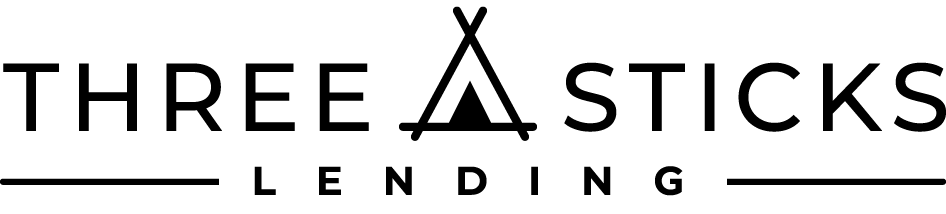 a black and white logo for three sticks lending | THREE ✗ STICKS LENDING